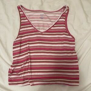 Arizona Body White and Pink Striped Tank Top Pajama Set